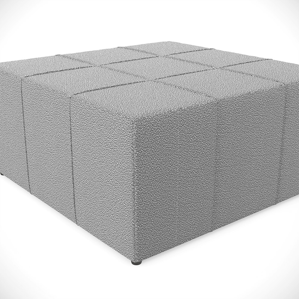 Puff Decorativo Para Sala de Estar Quadrado Milano 90x90cm W01 Bouclê Cinza - Lyam Decor