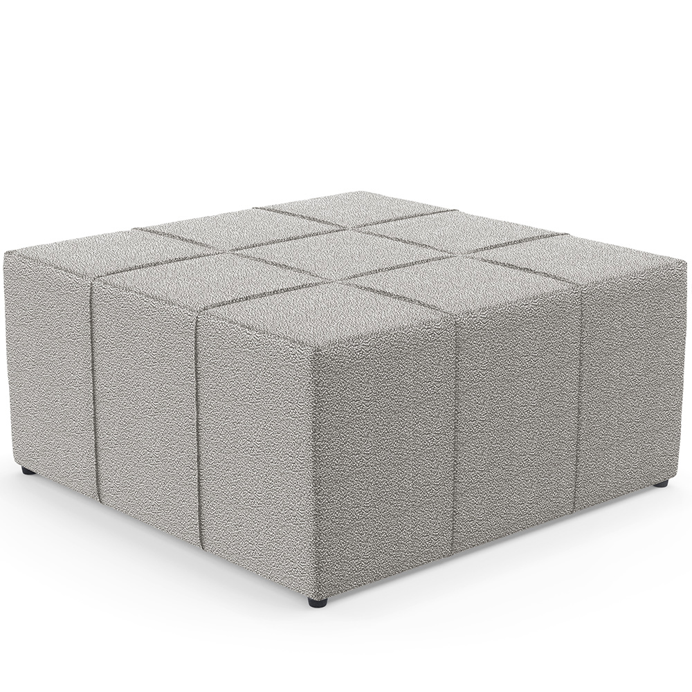Puff Decorativo Para Sala de Estar Quadrado Milano 90x90cm W01 Bouclê Creme - Lyam Decor