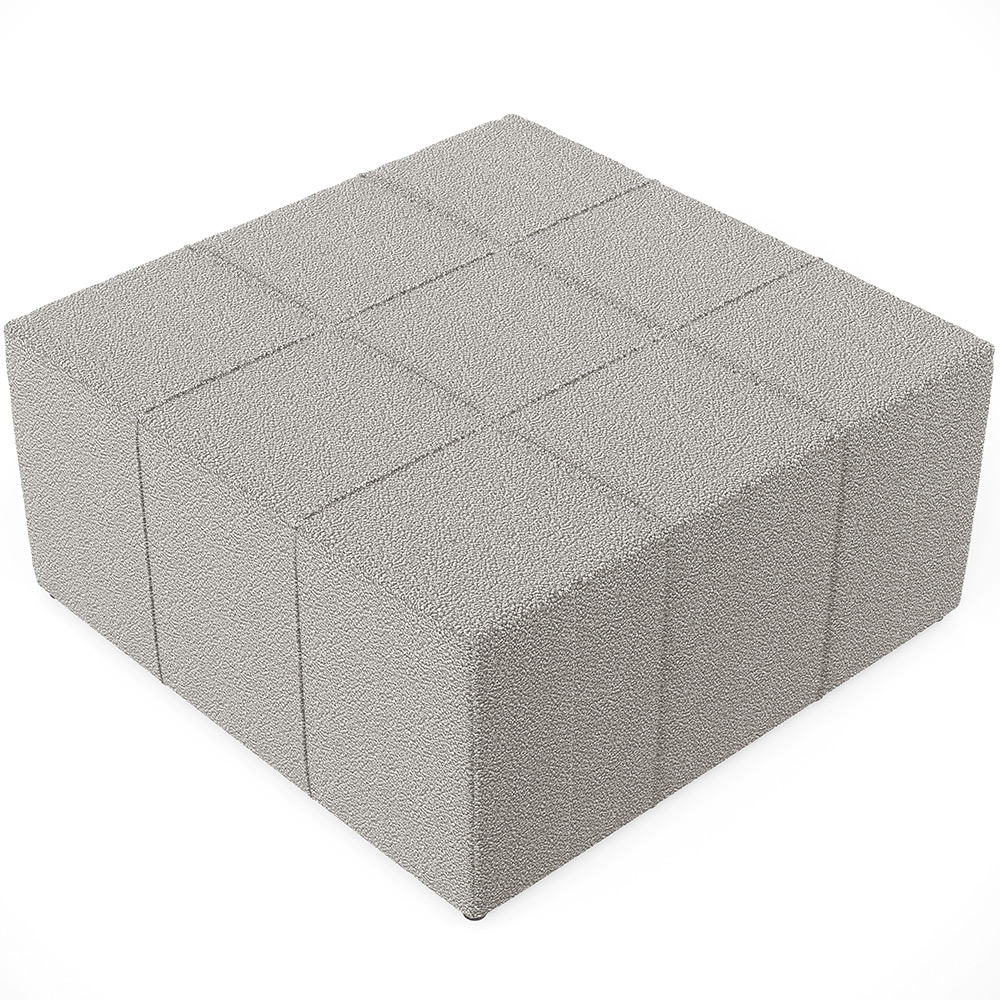 Puff Decorativo Para Sala de Estar Quadrado Milano 90x90cm W01 Bouclê Creme - Lyam Decor
