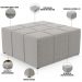 Puff Decorativo Para Sala de Estar Quadrado Milano 90x90cm W01 Bouclê Creme - Lyam Decor