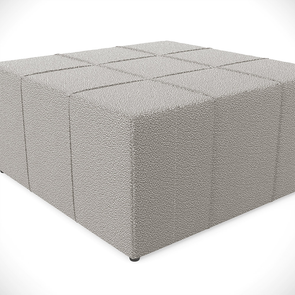 Puff Decorativo Para Sala de Estar Quadrado Milano 90x90cm W01 Bouclê Creme - Lyam Decor