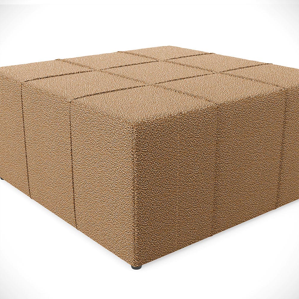 Puff Decorativo Para Sala de Estar Quadrado Milano 90x90cm W01 Bouclê Mostarda - Lyam Decor