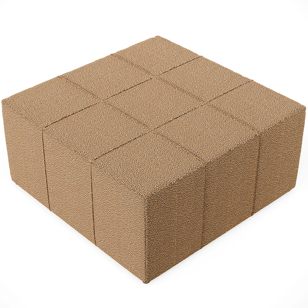 Puff Decorativo Para Sala de Estar Quadrado Milano 90x90cm W01 Bouclê Mostarda - Lyam Decor