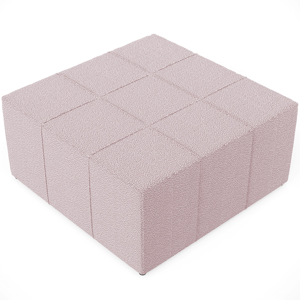 Puff Decorativo Para Sala de Estar Quadrado Milano 90x90cm W01 Bouclê Rosê - Lyam Decor