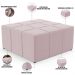 Puff Decorativo Para Sala de Estar Quadrado Milano 90x90cm W01 Bouclê Rosê - Lyam Decor