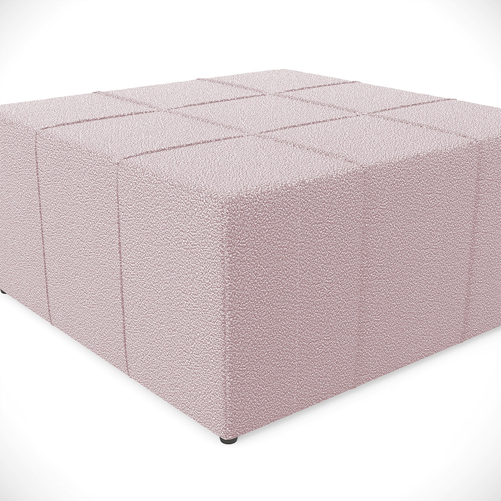 Puff Decorativo Para Sala de Estar Quadrado Milano 90x90cm W01 Bouclê Rosê - Lyam Decor