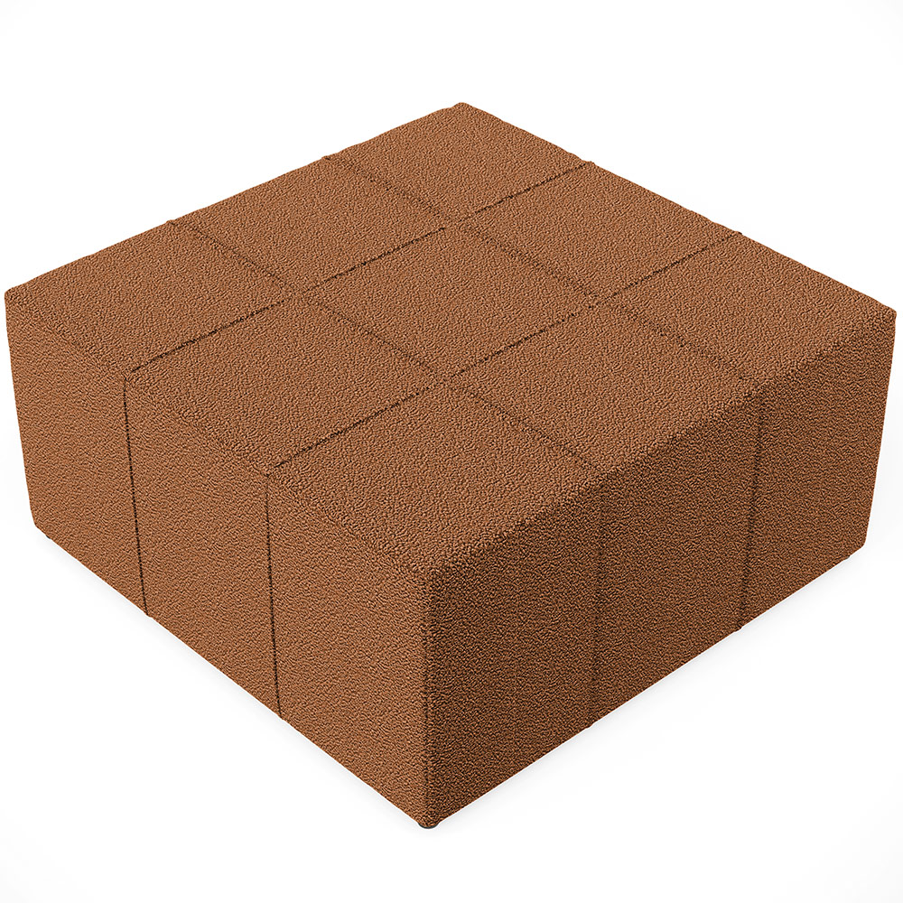 Puff Decorativo Para Sala de Estar Quadrado Milano 90x90cm W01 Bouclê Terracota - Lyam Decor