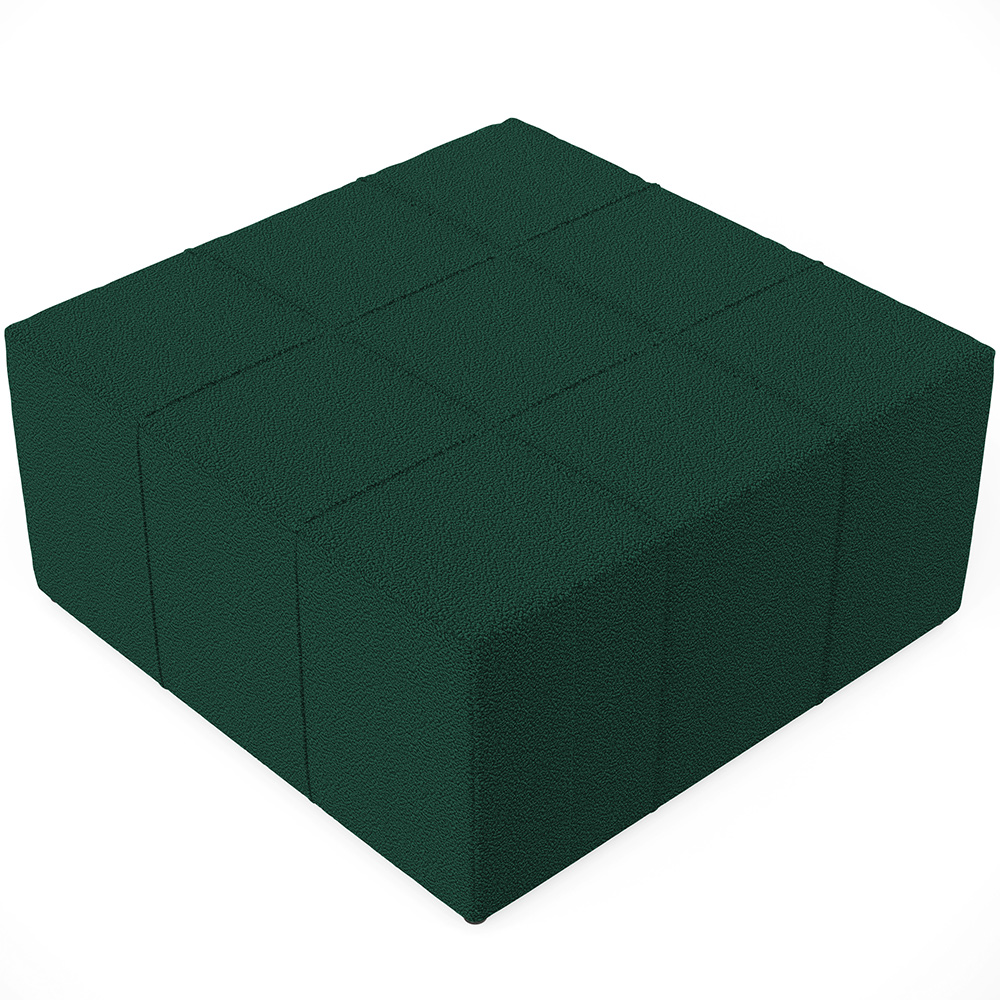 Puff Decorativo Para Sala de Estar Quadrado Milano 90x90cm W01 Bouclê Verde - Lyam Decor