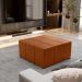 Puff Decorativo Para Sala de Estar Quadrado Milano 90x90cm W01 Couríssimo Camel - Lyam Decor