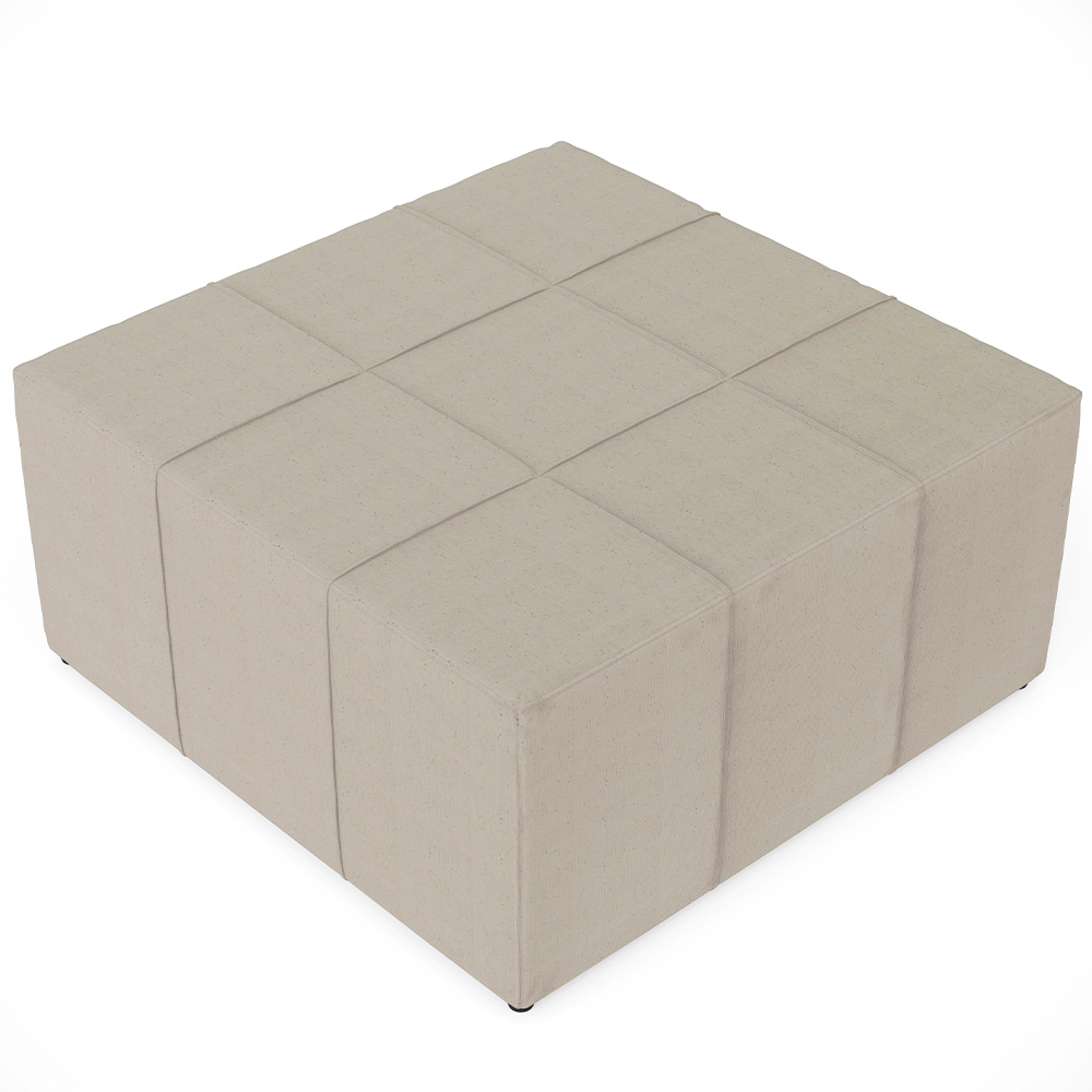 Puff Decorativo Para Sala de Estar Quadrado Milano 90x90cm W01 Linho Bege - Lyam Decor