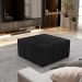 Puff Decorativo Para Sala de Estar Quadrado Milano 90x90cm W01 Linho Chumbo - Lyam Decor