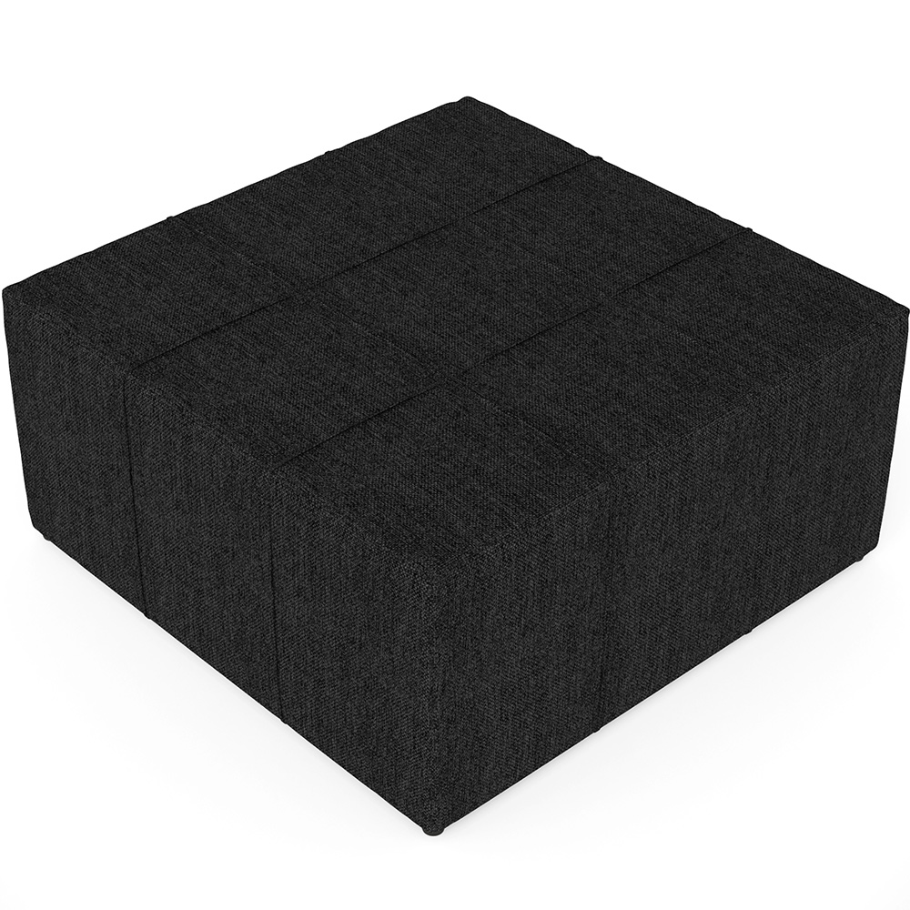 Puff Decorativo Para Sala de Estar Quadrado Milano 90x90cm W01 Linho Chumbo - Lyam Decor