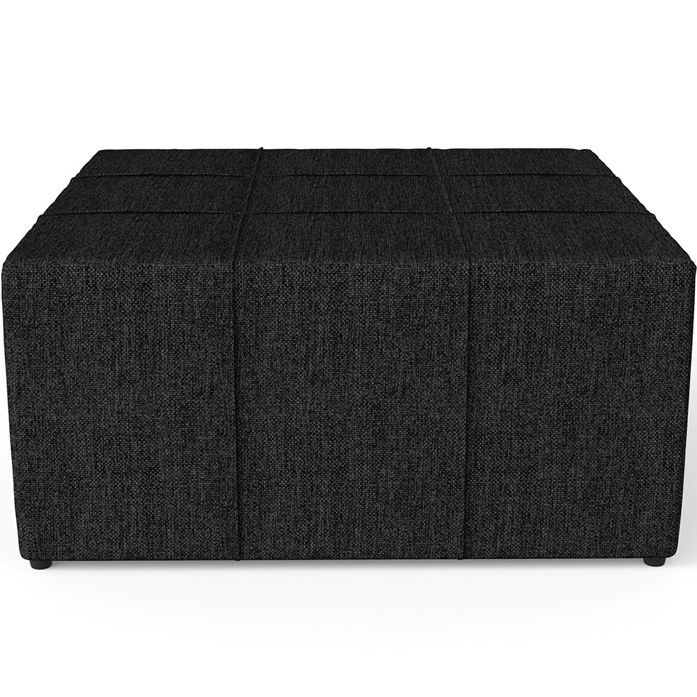 Puff Decorativo Para Sala de Estar Quadrado Milano 90x90cm W01 Linho Chumbo - Lyam Decor