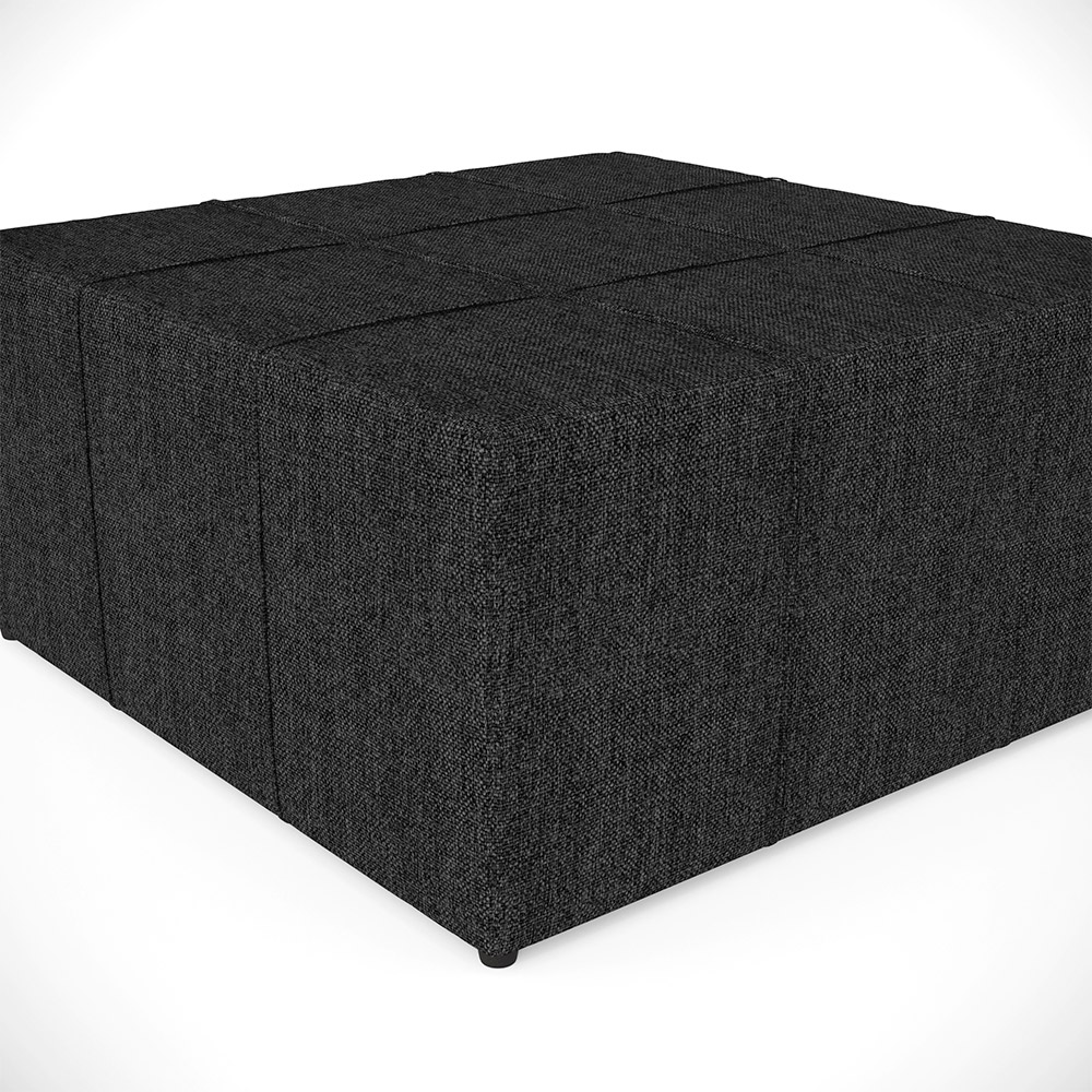 Puff Decorativo Para Sala de Estar Quadrado Milano 90x90cm W01 Linho Chumbo - Lyam Decor