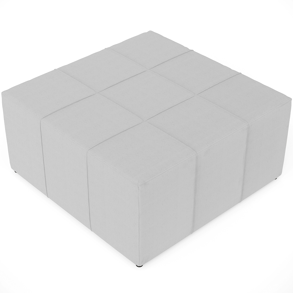 Puff Decorativo Para Sala de Estar Quadrado Milano 90x90cm W01 Linho Cinza - Lyam Decor