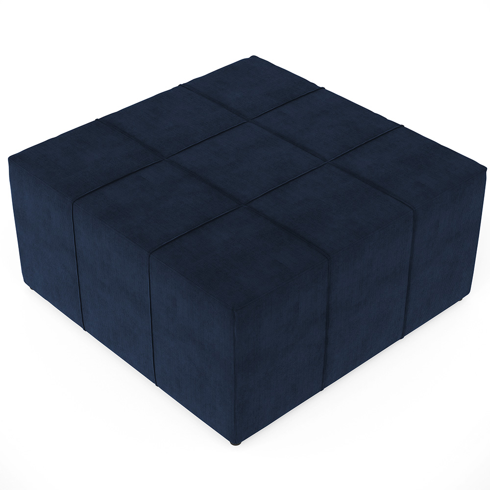 Puff Decorativo Para Sala de Estar Quadrado Milano 90x90cm W01 Suede Azul Marinho - Lyam Decor