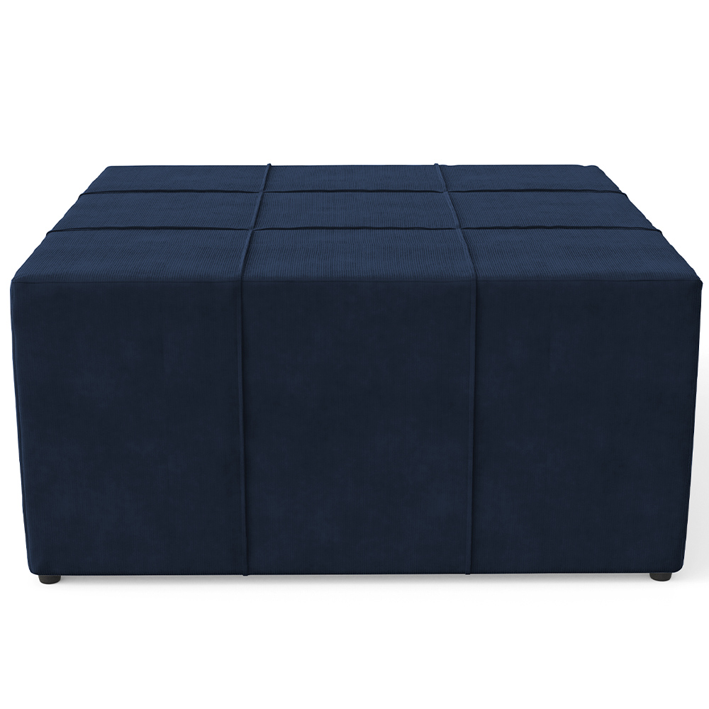 Puff Decorativo Para Sala de Estar Quadrado Milano 90x90cm W01 Suede Azul Marinho - Lyam Decor