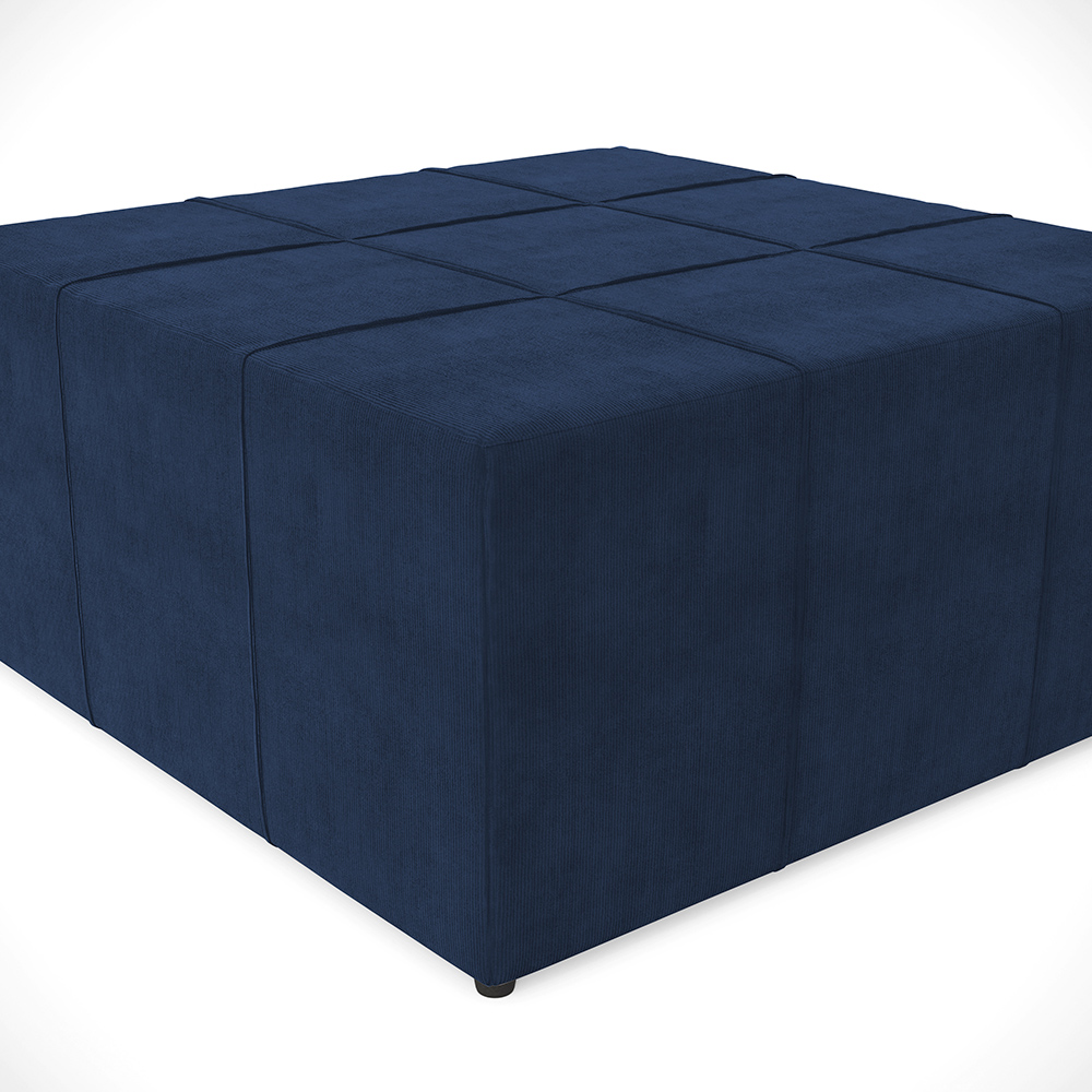 Puff Decorativo Para Sala de Estar Quadrado Milano 90x90cm W01 Suede Azul Marinho - Lyam Decor