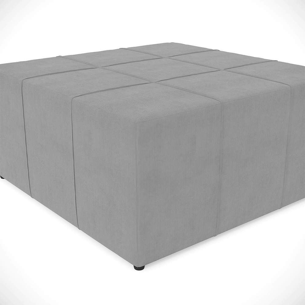 Puff Decorativo Para Sala de Estar Quadrado Milano 90x90cm W01 Suede Cinza - Lyam Decor
