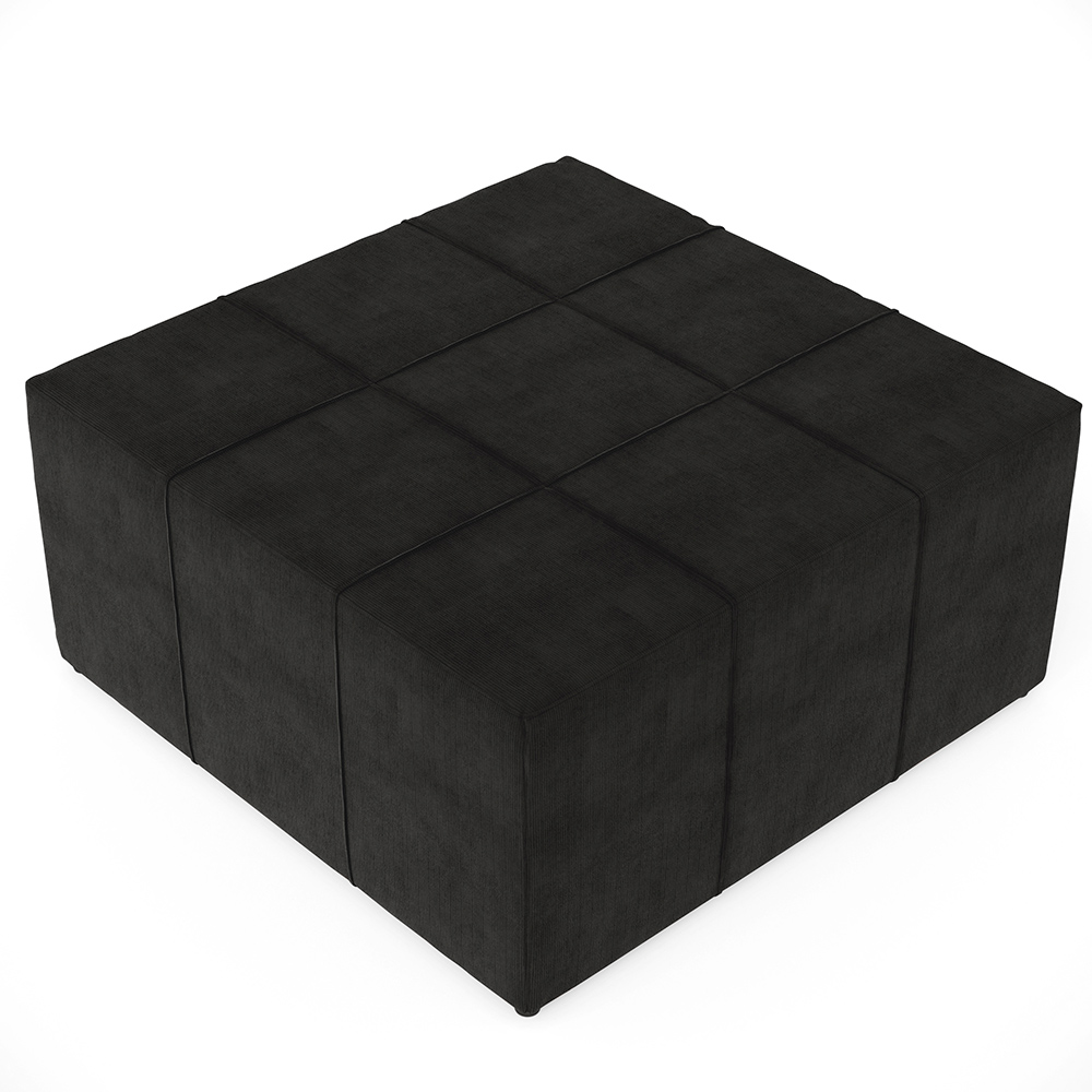 Puff Decorativo Para Sala de Estar Quadrado Milano 90x90cm W01 Suede Preto - Lyam Decor