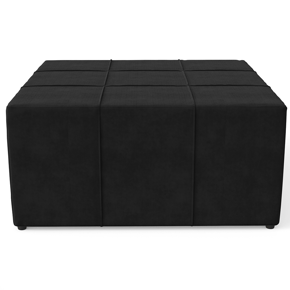 Puff Decorativo Para Sala de Estar Quadrado Milano 90x90cm W01 Suede Preto - Lyam Decor
