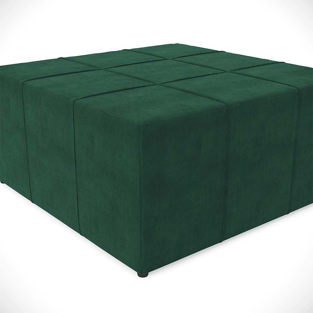 Puff Decorativo Para Sala de Estar Quadrado Milano 90x90cm W01 Suede Verde Musgo - Lyam Decor