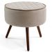 Puff Decorativo Redondo Nina D02 Tressê Bege Pés Palito Rústico D-470 - Lyam Decor