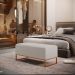 Puff Decorativo Sala De Estar Cléo 90cm Base De Ferro Cobre W01 Linho Bege - Lyam Decor