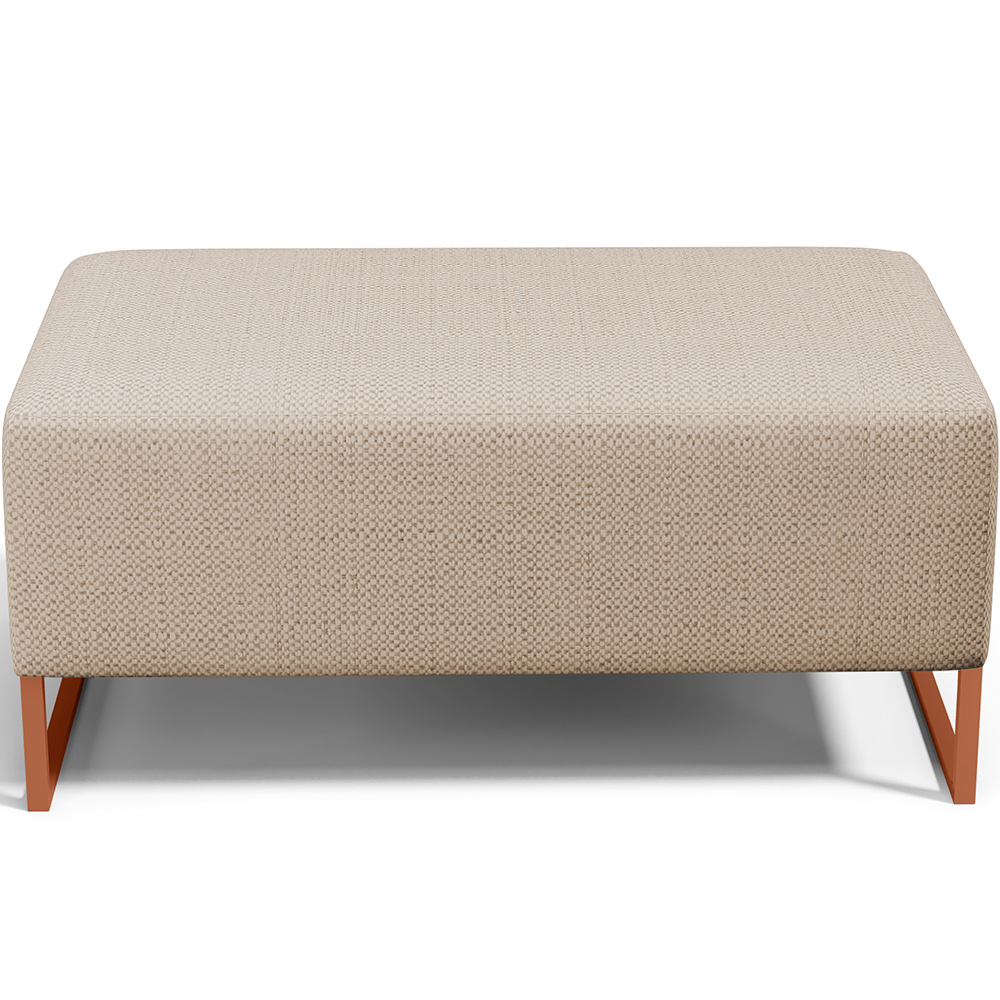 Puff Decorativo Sala De Estar Cléo 90cm Base De Ferro Cobre W01 Linho Bege Escuro- Lyam Decor
