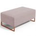 Puff Decorativo Sala De Estar Cléo 90cm Base De Ferro Cobre W01 Suede Rosê - Lyam Decor