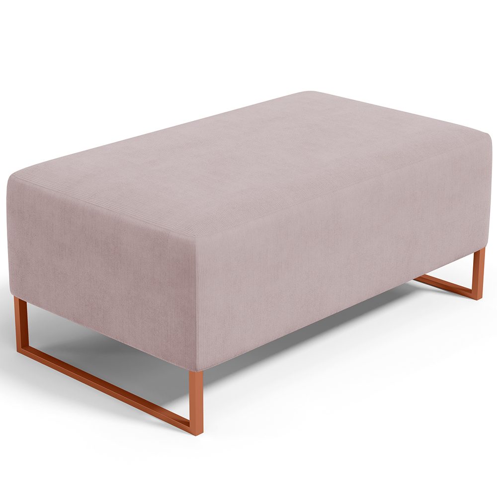 Puff Decorativo Sala De Estar Cléo 90cm Base De Ferro Cobre W01 Suede Rosê - Lyam Decor