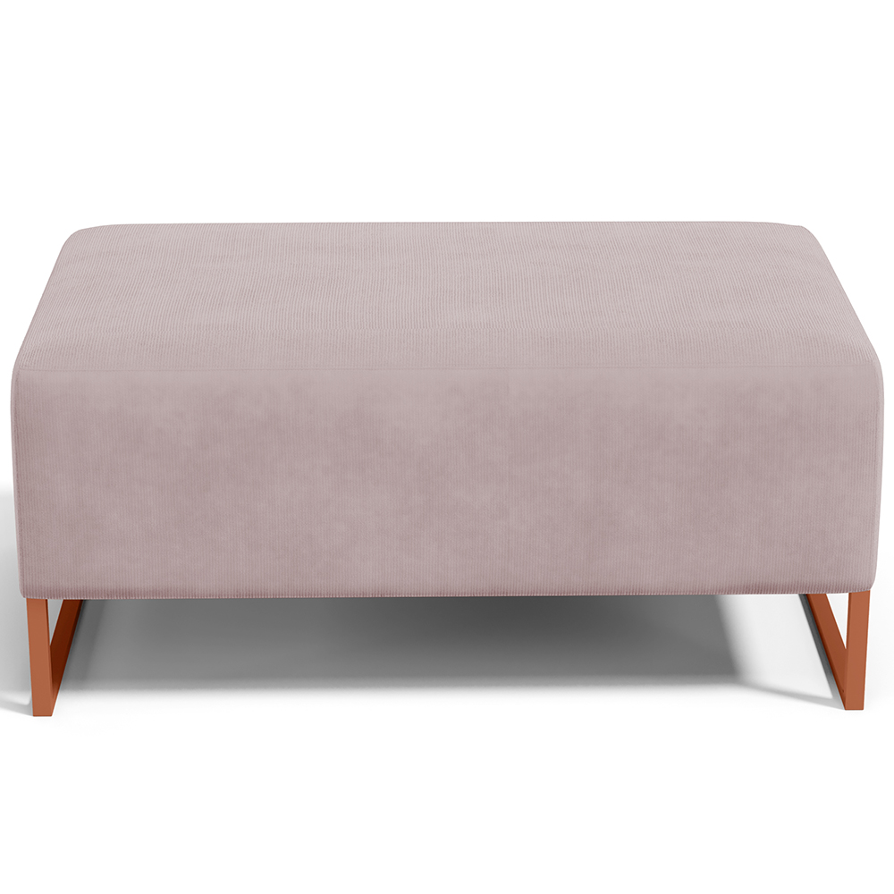 Puff Decorativo Sala De Estar Cléo 90cm Base De Ferro Cobre W01 Suede Rosê - Lyam Decor