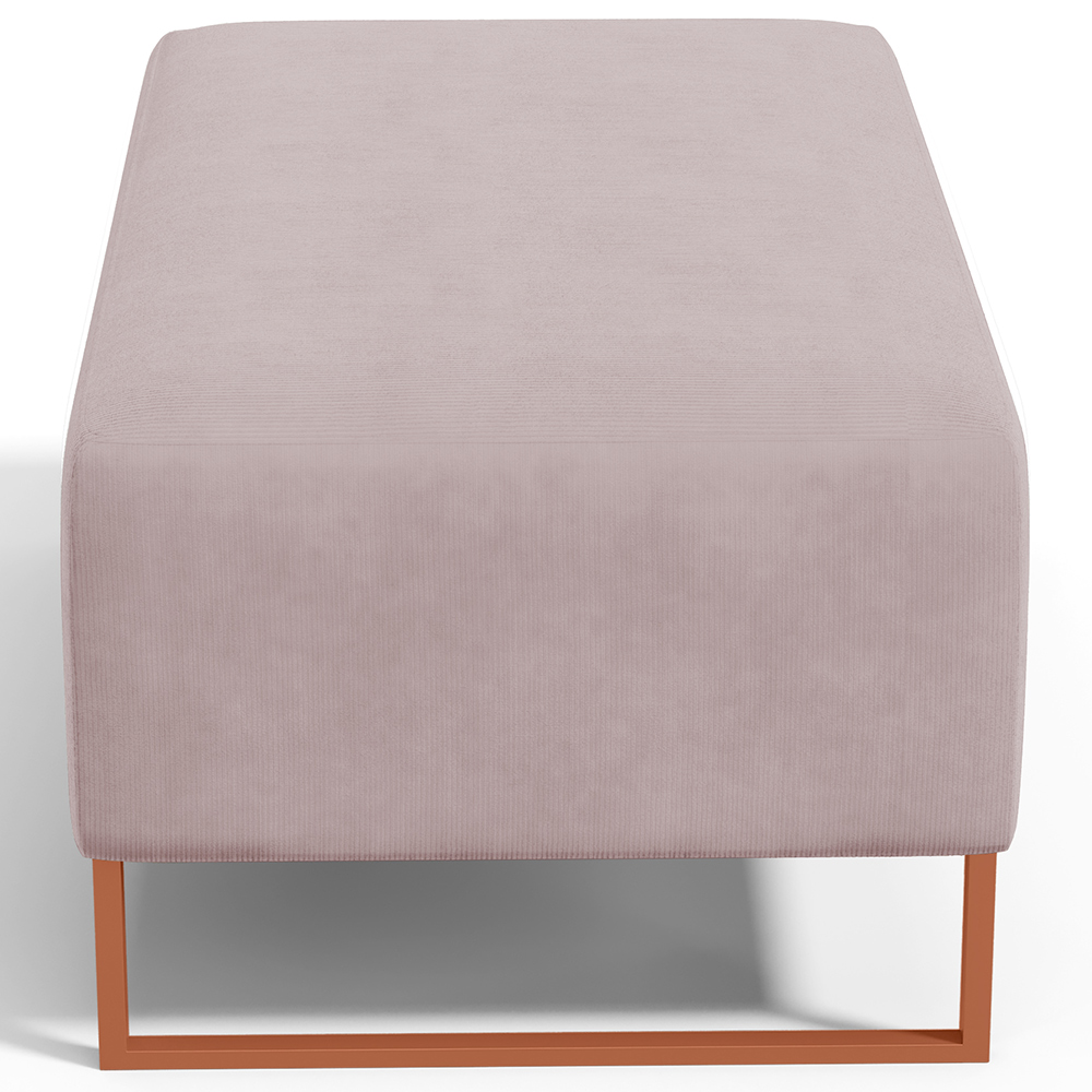 Puff Decorativo Sala De Estar Cléo 90cm Base De Ferro Cobre W01 Suede Rosê - Lyam Decor
