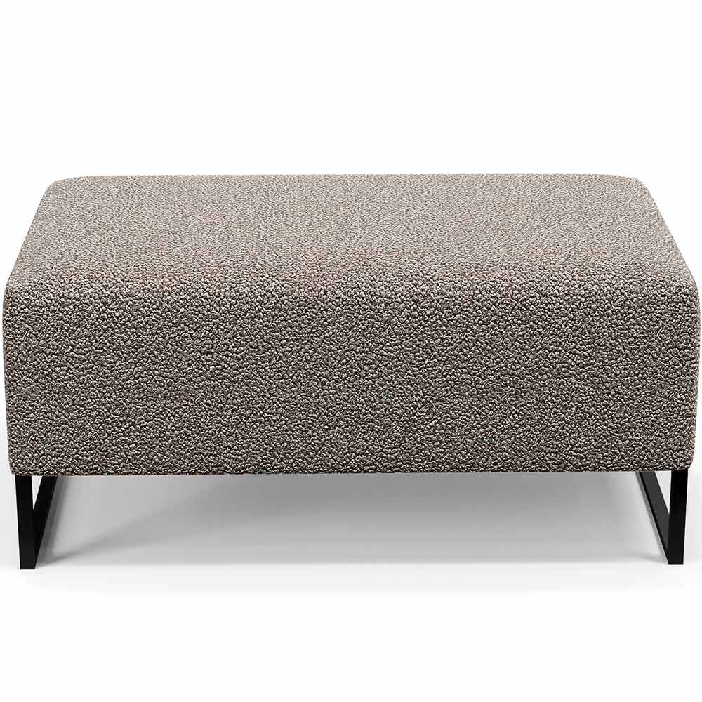 Puff Decorativo Sala De Estar Cléo 90cm Base De Ferro Preto W01 Bouclê Bege - Lyam Decor