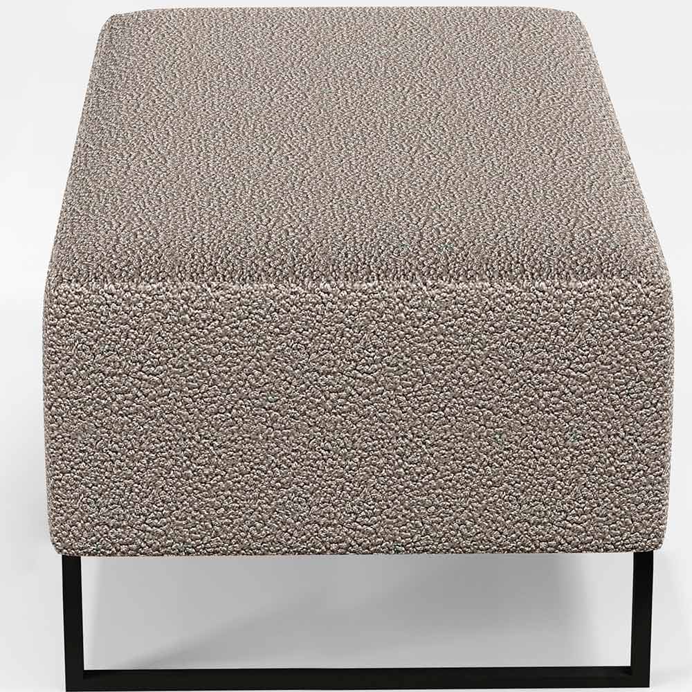 Puff Decorativo Sala De Estar Cléo 90cm Base De Ferro Preto W01 Bouclê Bege - Lyam Decor