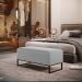 Puff Decorativo Sala De Estar Cléo 90cm Base De Ferro Preto W01 Bouclê Cinza - Lyam Decor