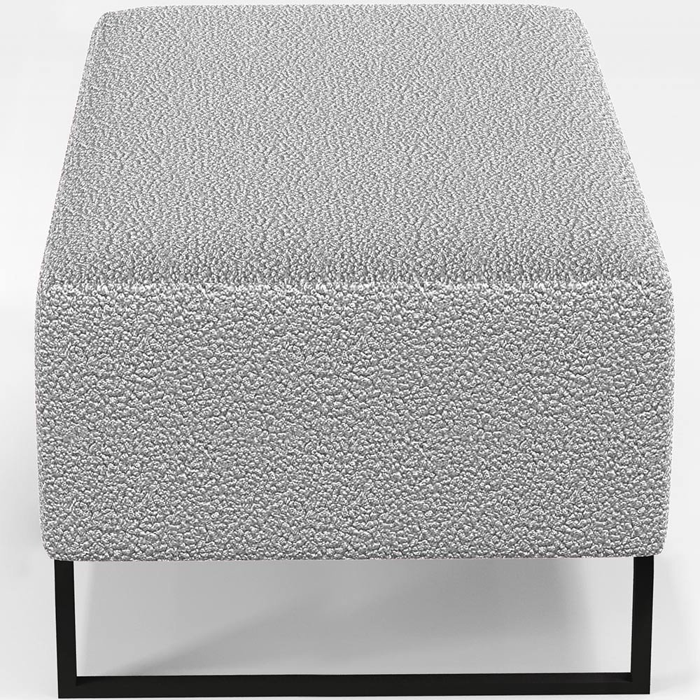 Puff Decorativo Sala De Estar Cléo 90cm Base De Ferro Preto W01 Bouclê Cinza - Lyam Decor