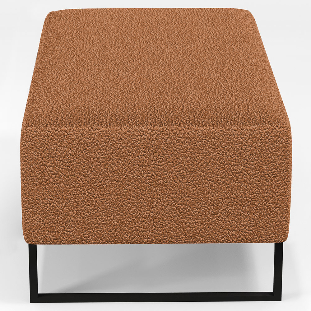 Puff Decorativo Sala De Estar Cléo 90cm Base De Ferro Preto W01 Bouclê Terracota - Lyam Decor