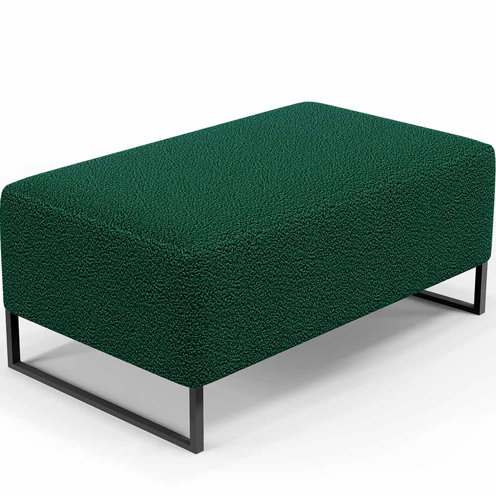 Puff Decorativo Sala De Estar Cléo 90cm Base De Ferro Preto W01 Bouclê Verde - Lyam Decor