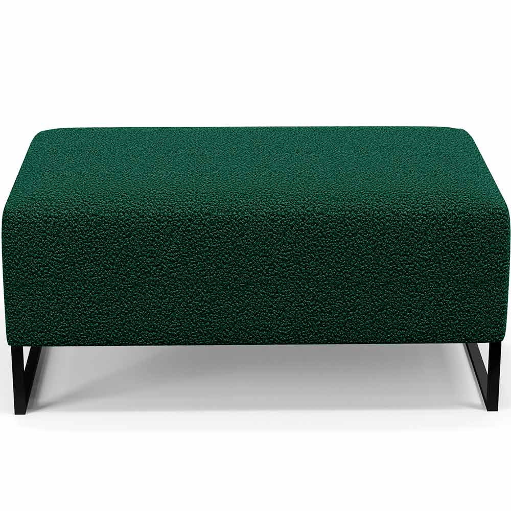 Puff Decorativo Sala De Estar Cléo 90cm Base De Ferro Preto W01 Bouclê Verde - Lyam Decor