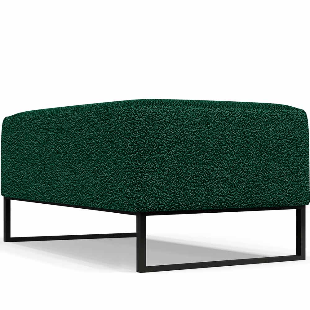 Puff Decorativo Sala De Estar Cléo 90cm Base De Ferro Preto W01 Bouclê Verde - Lyam Decor