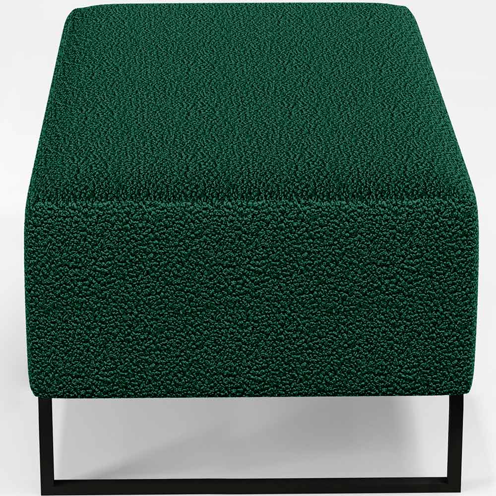 Puff Decorativo Sala De Estar Cléo 90cm Base De Ferro Preto W01 Bouclê Verde - Lyam Decor