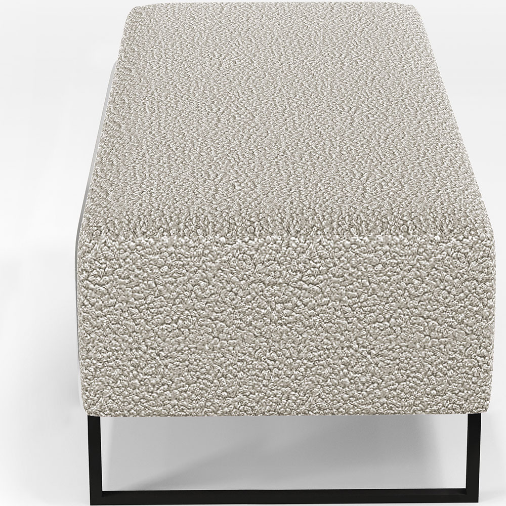 Puff Decorativo Sala de Estar Bali W01 Base Ferro 120x50 cm Bouclê Creme - Lyam Decor