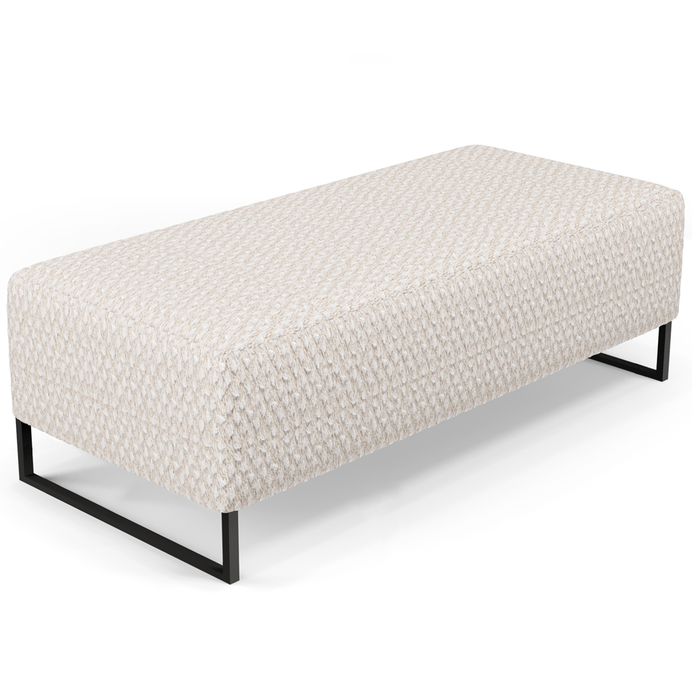 Puff Decorativo Sala de Estar Bali W01 Base Ferro 120x50 cm Bouclê Cru - Lyam