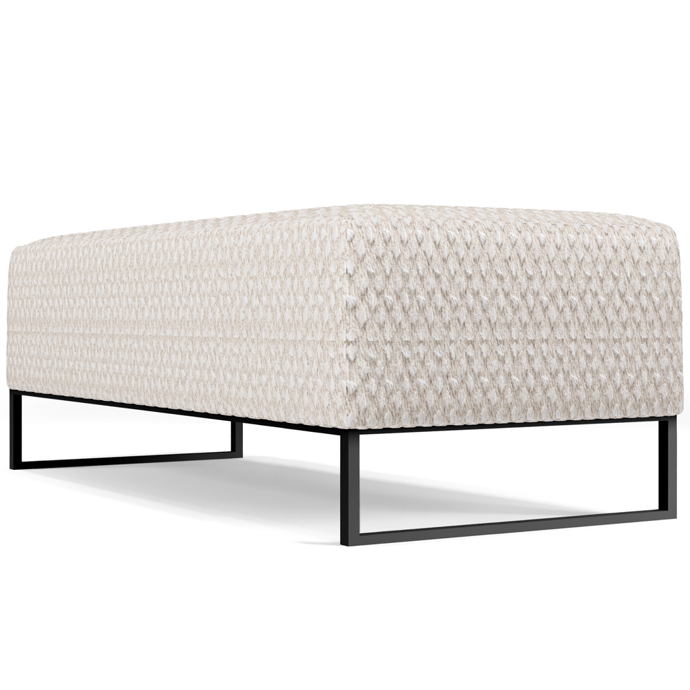 Puff Decorativo Sala de Estar Bali W01 Base Ferro 120x50 cm Bouclê Cru - Lyam