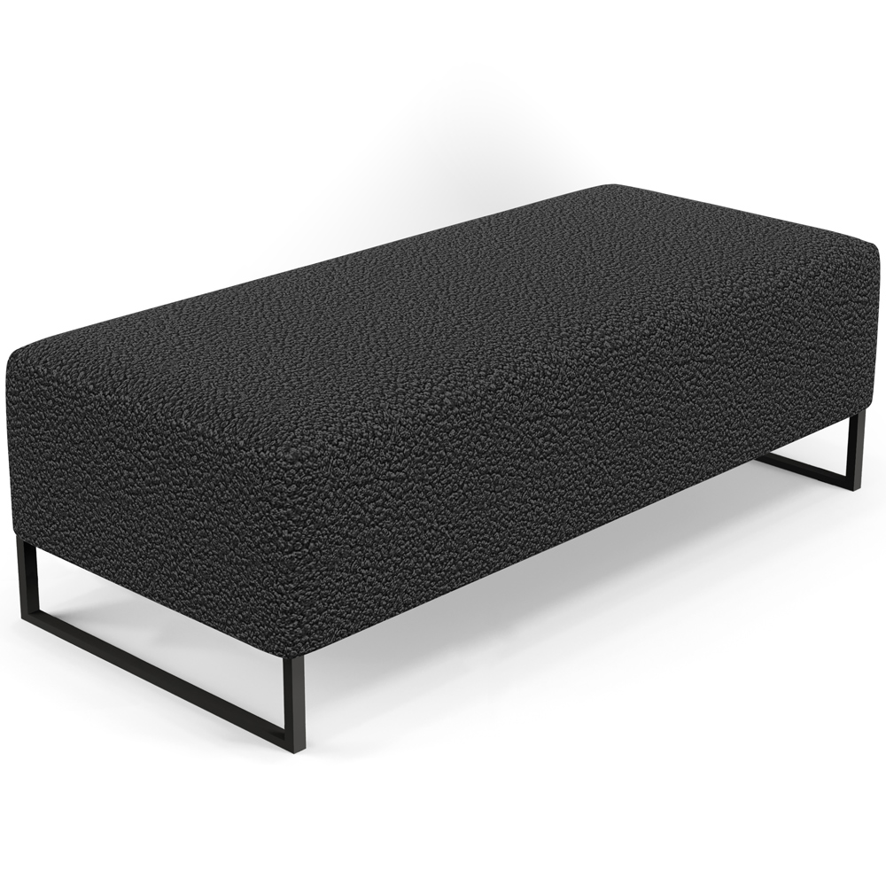 Puff Decorativo Sala de Estar Bali W01 Base Ferro 120x50 cm Bouclê Preto - Lyam Decor