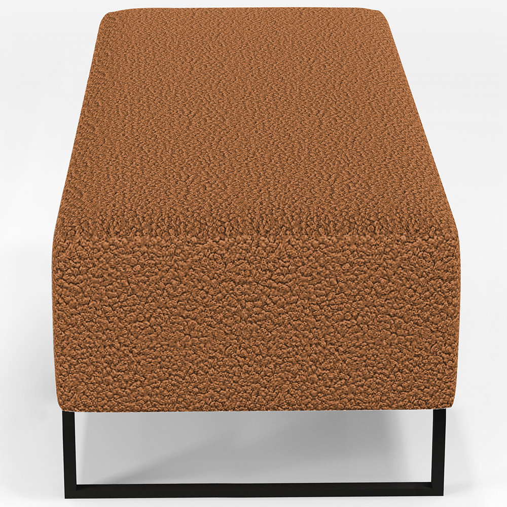 Puff Decorativo Sala de Estar Bali W01 Base Ferro 120x50 cm Bouclê Terracota - Lyam Decor