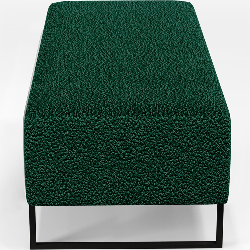 Puff Decorativo Sala de Estar Bali W01 Base Ferro 120x50 cm Bouclê Verde - Lyam Decor