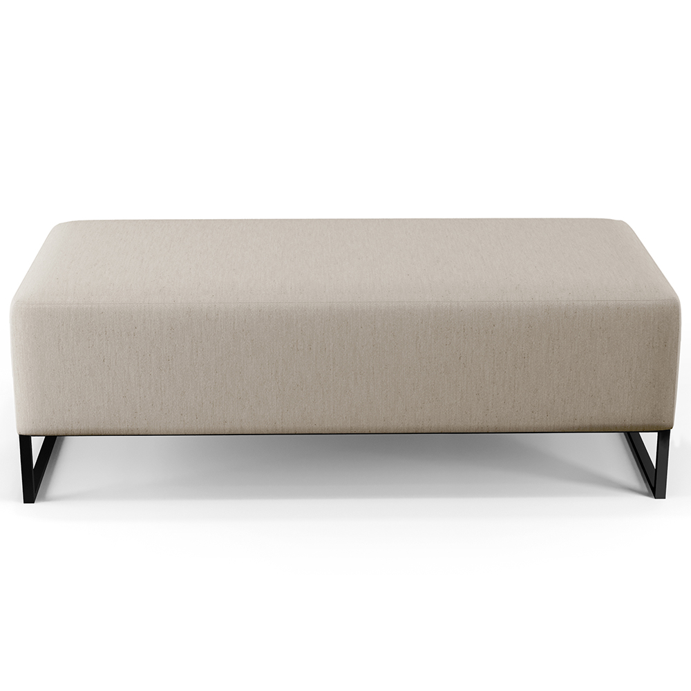 Puff Decorativo Sala de Estar Bali W01 Base Ferro 120x50 cm Linho Bege - Lyam Decor