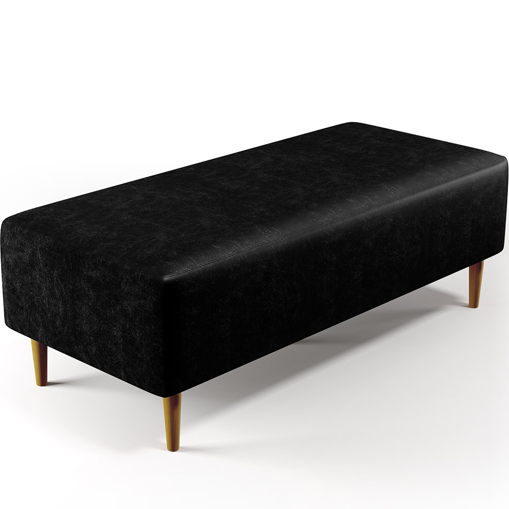 Puff Decorativo Sala de Estar Bali W01 Pés Palito 120x50 cm Couríssimo Preto - Lyam Decor